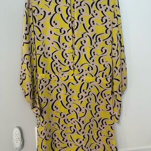 DVF neon and neutral shirt dress